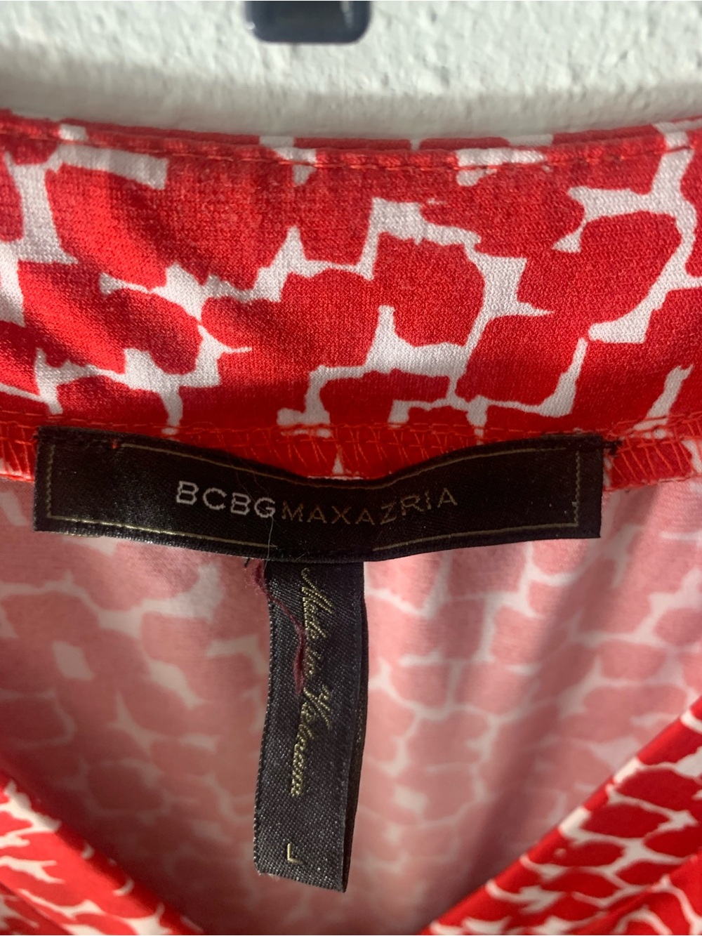 BCBGMaxAzria Red and White Sleeveless Wrap Midi Dress - Picture 6 of 8